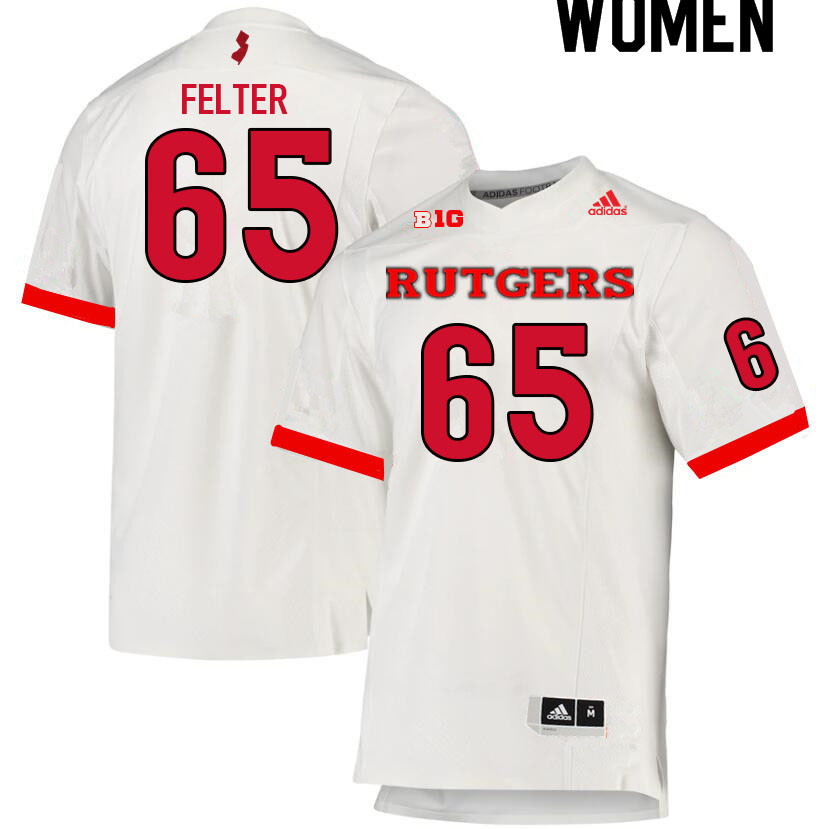 Women #65 Bryan Felter Rutgers Scarlet Knights College Football Jerseys Sale-White - Click Image to Close